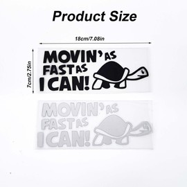 TUKEVA Pack of 2 Cartoon Turtle Car Stickers, Tortoise Speed Up Car Sticker, Cute Turtle Car Sticker for Rear Window, Easy to Apply for Windows, Rear Window, DIY (Black and White)