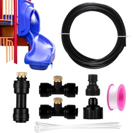 Pool Slides Water Tubing Kit, 2 Styles Water Slide Spray Nozzles with 19.7ft Hose, 3/4in Faucet Adapter, Hose Connector, Zip Ties, PTFE Tape, for Inground Swimming Pool (Black)