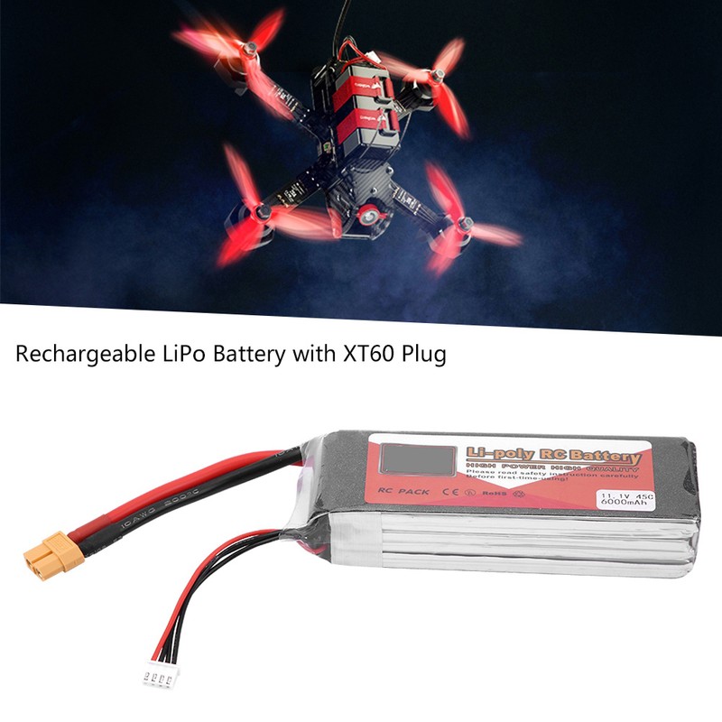 ZOP POWER 3S 11.1V 6000mAh 45C Rechargeable LiPo Battery with