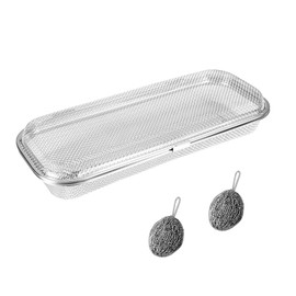 Stainless Steel Dishwasher Basket for Small Items,Knife Cleaning Basket For Dishwasher,Scoop/Fork/Shovel/Chopstick Cleaning With Two Stainless Steel Scrubbers（M）
