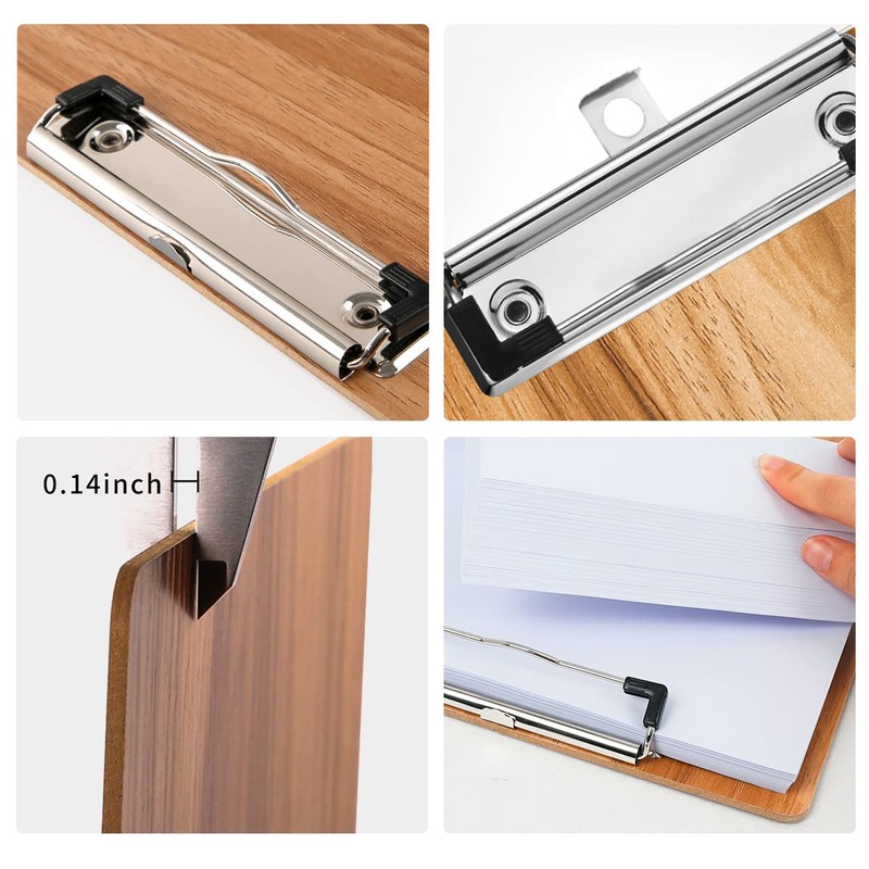 DONGLI 5 Pack A5 Clipboard,Wooden Clipboards with Low Profile Clip