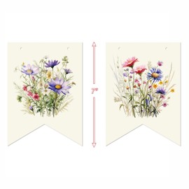 Floral Wildflower Baby Shower Banner, Pre-Strung A Little Wildflower is on the Way Decorative Pennant for Baby Shower Decoration