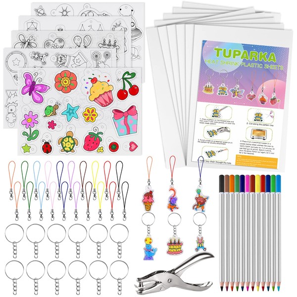 TUPARKA 60 Pieces Heat Shrink Plastic Sheet Kit, Including 10