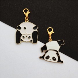 2pcs in Set Panda Clip on Charm for Diy Neckalce Bracelet, Bags Zipper Pull, Shoes Charm, Cute Jewelry Accessories Mismatched