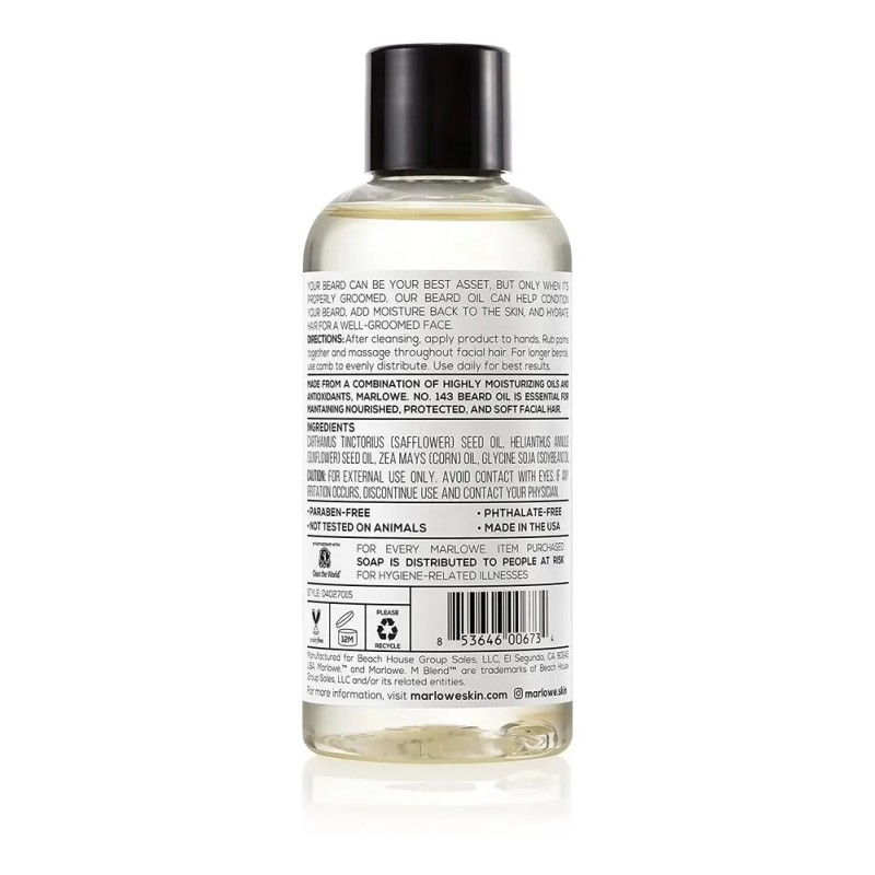 Marlowe. Acondicionador De Aceite Para Barba Para Hombres No