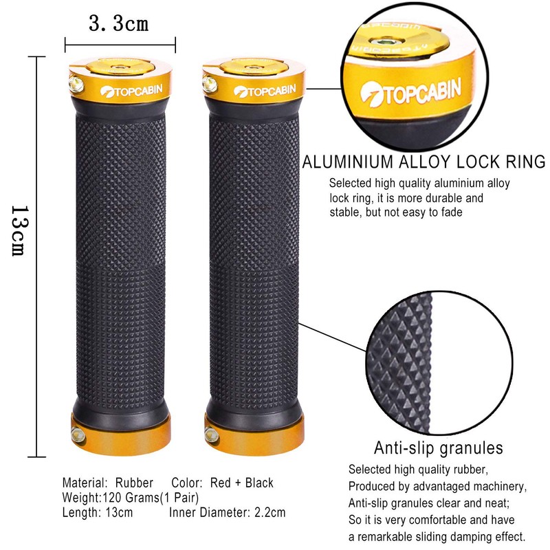 TOPCABIN Bicycle Handlebar Grips, Ergonomic Design, Mountain Bike / BMX