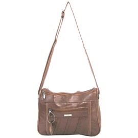 SNUGRUGS Womens Super Soft Nappa Leather Shoulder Bag/Handbag with Two Main Zipped Compartments - Tan