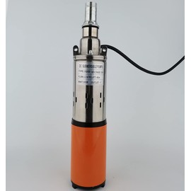 ZHKUO 200W 12V DC Solar Poered Submersible Water Pump 2300L/H 40m/131ft 3 Inch Stainless Steel Deep Well 1 inch Outlet Bore Electric Screw with 7m Cable for Agricultural Irrigation Garden Home Orange