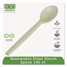 Plant Starch Teaspoon, Cream, 50/Pack, Sold as 50 Each