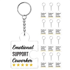 Appreciation Gifts Bulk for Coworkers Employees, 12 Pcs Emotional Support Coworker Keychains, Office Cheer Gifts for Team Staff Work Bestie Colleagues, Motivational Acrylic Puzzle Piece Keychain