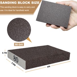 6 Pack 80 Grit Hand Sanding Block, Washable and Reusable Sanding Sponge Great for Pot Brush Pan Brush Sponge Brush Glasses Sanding Wood Sanding Metal Sanding (80 Grit)