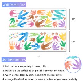 Yovkky Watercolor Dinosaur Footprints Wall Decals Stickers, Dino Tracks Neutral Toddler Nursery Decor, Dinosaur Feet Home Decorations Boys Girls Bedroom Playroom Classroom Art