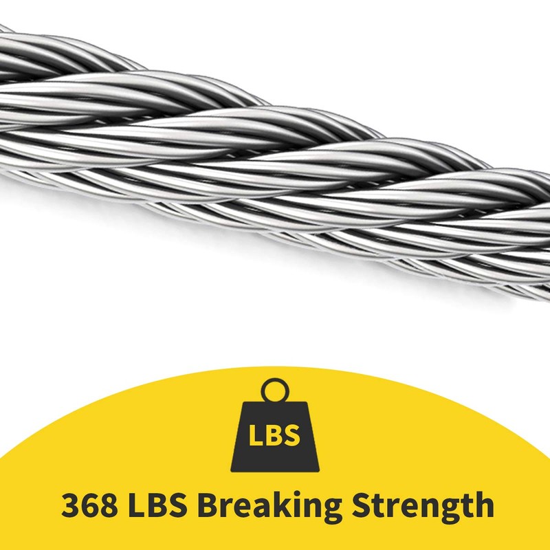1/16 Wire Rope, 200FT 304 Stainless Steel Cable with 100Pcs
