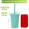 Mfacoy 4 Pack Wheat Straw Cups with Lid and Straws