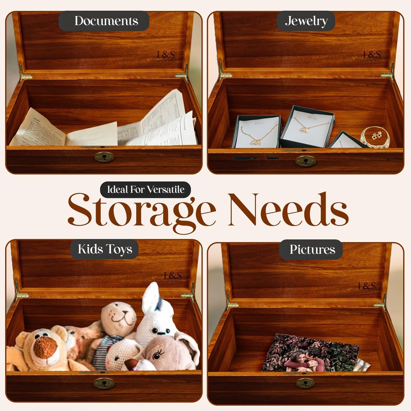 LUSH & STYLE Large Memory Box For Keepsakes Acacia Wood