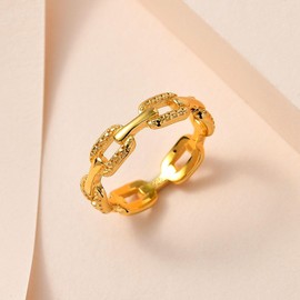 TJC White Diamond Wedding Band Ring Christmas Anniversary Birthday Gift for Ladies Wife Girlfriend Size O in Yellow Gold Plated 925 Sterling Silver April Birthstone Metal Wt. 2.9 Grams