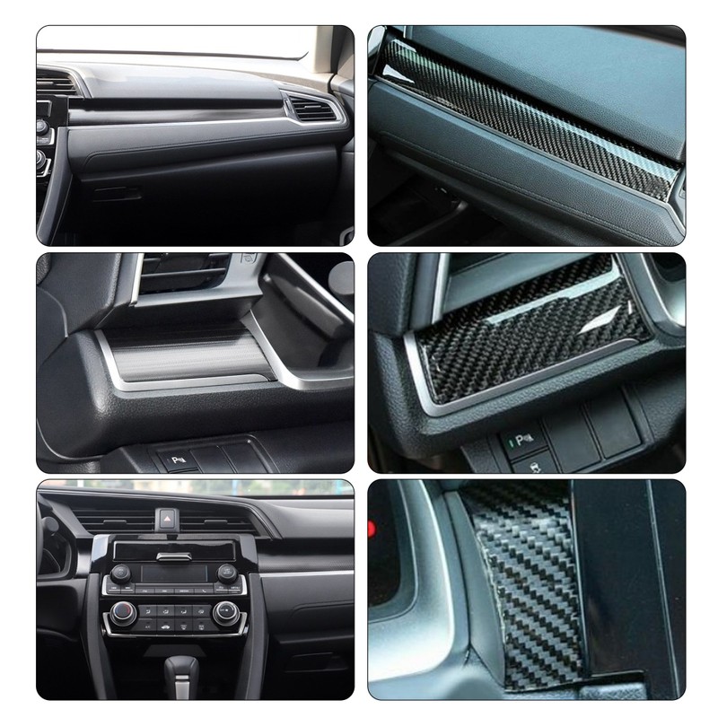 3pcs/set Center Console Trims Real Carbon Fiber Dashboard Covers Stickers