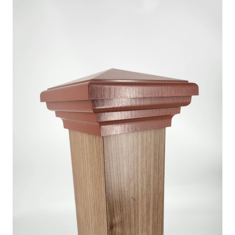 4x4 Cedar Color Pyramid Post Cap Fits Post 3.5" x3.5"