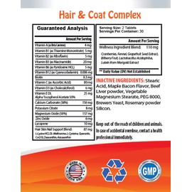 cat Dry Skin Relief - Cats Healthy Hair and Coat - Good Immune Response - Nail Health - Shiny Coat - Vitamin b for Cats - 2 Bottles (120 Tablets)