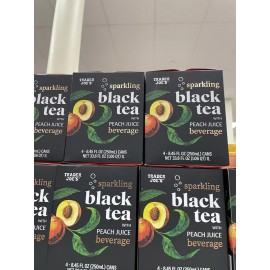 Trader Joe's (12) Cans Trader Joe’s SPARKLING BLACK TEA w/ Peach Juice Beverages