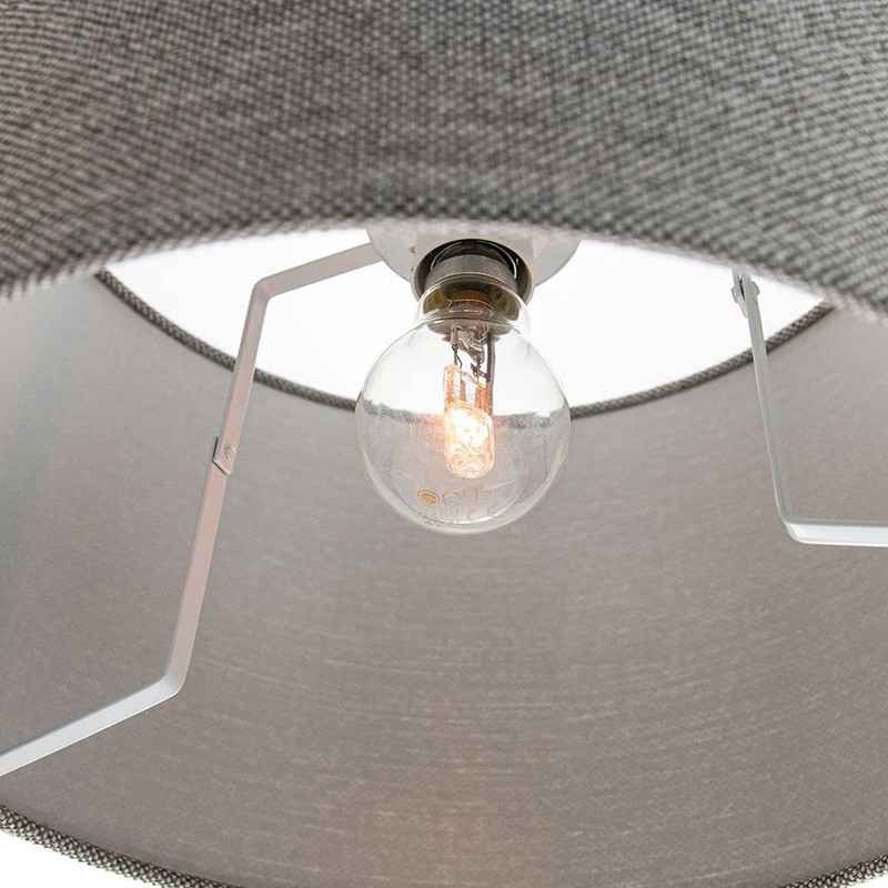 Modern and Sleek 30cm Light Charcoal Grey Linen Fabric Drum