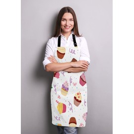 Wasach Little delicious cupcakes Adjustable Bib Apron, Cooking Kitchen Apron for Men Women
