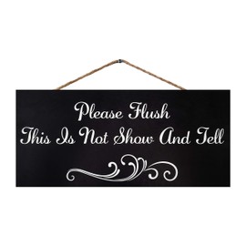 JennyGems Funny Bathroom Signs, Please Flush This Is Not Show and Tell Wood Sign, Farmhouse Bathroom Decor, Bathroom Decor Wall Art, Funny Bathroom Humor, Bathroom Accessories, Rustic Home Decor