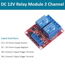 AEDIKO 4pcs DC 12V Relay Module 2 Channel Relay Board with Optocoupler Support High or Low Level Trigger
