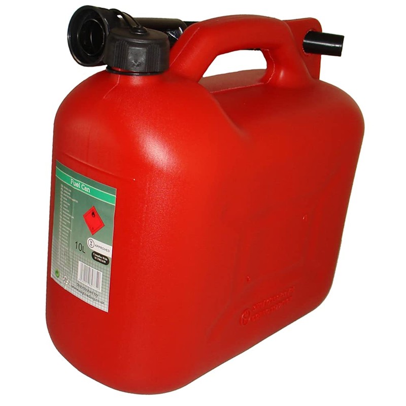 RocwooD Fuel Can 10L Litre Red Canister Plastic Lawn Mower