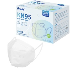 Brodio kn95 KN95 Mask, Individually Wrapped, 5-Layer Construction, Highly Functional, Three-dimensional Type, Non-Woven Masks, 30 Pieces, Easy to Breath Easy, Ear Pain, Inspected in Japan, Pollen