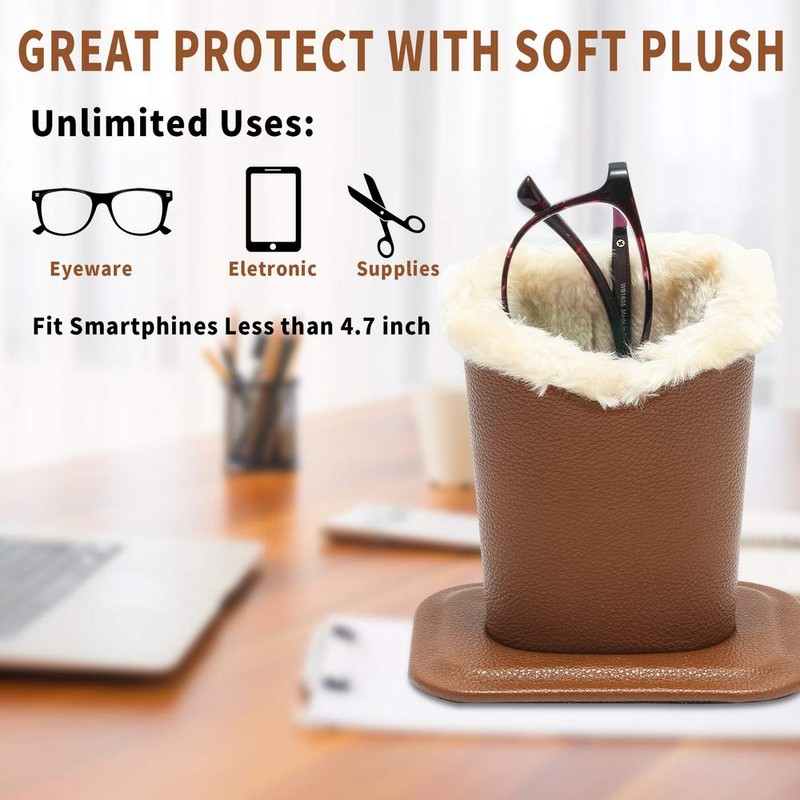 Siveit Eyeglass Holders, PU Leather Eyeglass Holder Stands with Soft