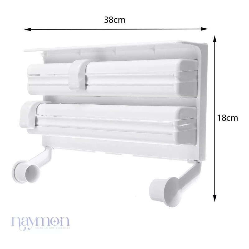 Naymon Dispensador 3 En 1 Porta Toalla Papel Aluminio Playo