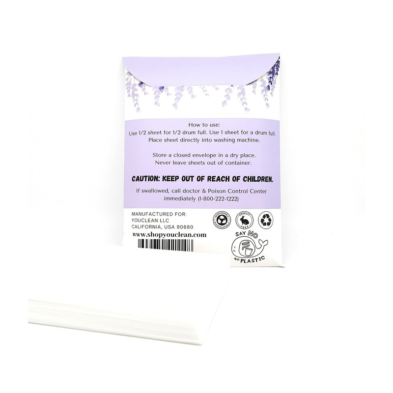 YouClean (50 loads) 25 Laundry Liquidless Detergent Sheets - Travel/College/Daily