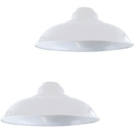 LEDSone Industrial Ceiling Pendant Light Shades, Retro Vintage Style Curvy Shaped Pendant Lamp Shade for Pendant Ceiling Lights (White, Pack-2)