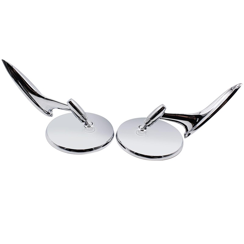 Prefer Warehouse Pair Chrome Round Bowtie Outside Rearview Mirrors Ribbed