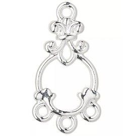 Platinum 10 Silver Plated Pewter 17x11mm Chandelier Connector Earring with 3 Loops *