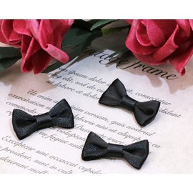 Shapenty Mini Satin Ribbon Bows Flowers Bowknot for Sewing Dress Craft Project Scrapbooking Wedding Birthday Christmas Ornaments Embellishment Gift Decor Wrapping, 20PCS (3 x 1.5cm, Black)