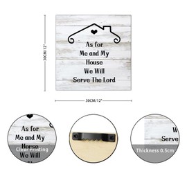 As for Me and My House We Will Serve The Lord Wooden Sign Wall Plaque Bible Verse Wood Plank Hanging Sign Rustic Woodshop Garage Wall Decoration for Home Room Office Garden Kitchen 12x12in