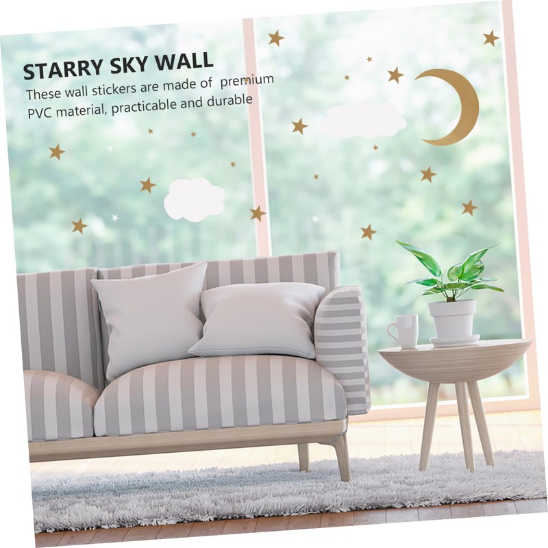 Mipcase 3sheets Removable PVC Decals Clouds Sky Wall Decals for