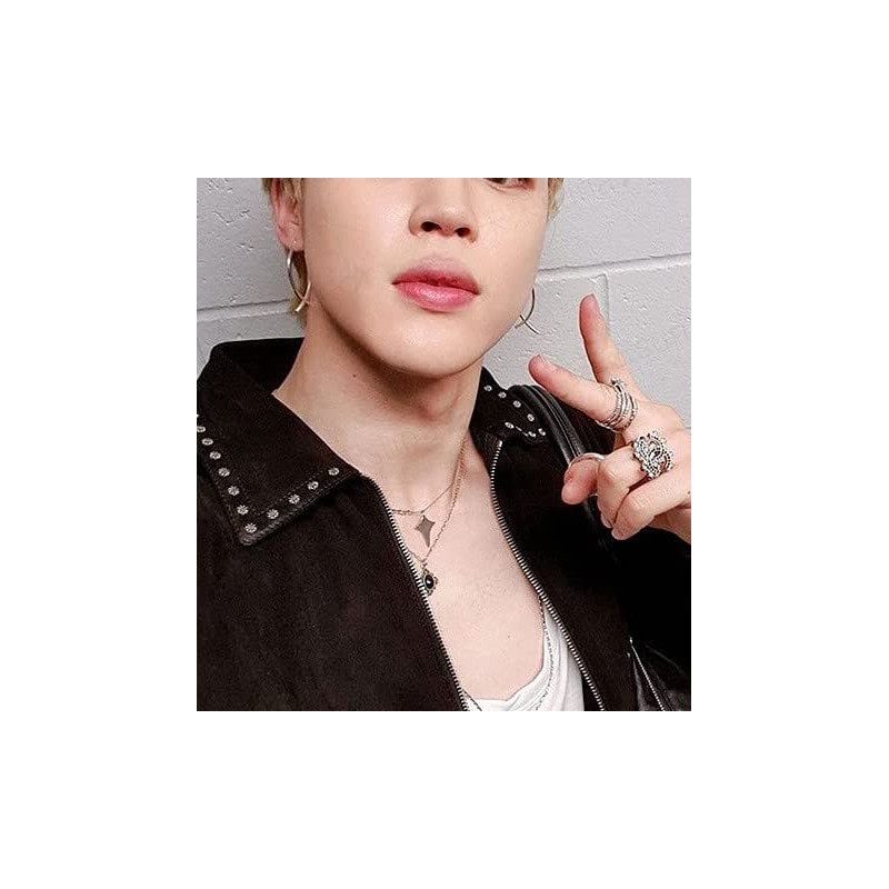 Jimin Motif Earrings, 2 Pieces for Both Ears, Curved Bar