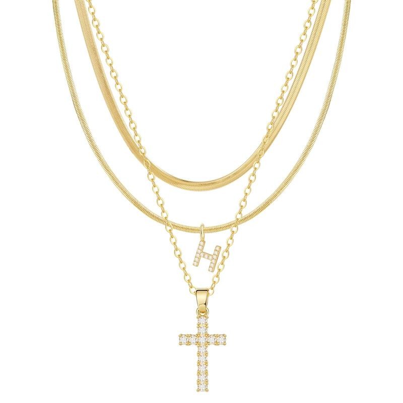 TASISO Layered Gold Necklaces for Women Tiny Initial Necklaces 14K