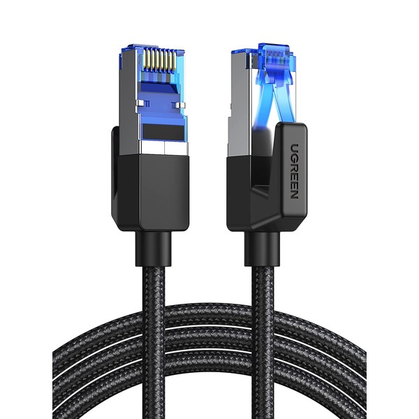 UGREEN LAN Cable, CAT8 20M Mesh LAN Cable, Category 8 Connector, Ultra Bright 25Gbps/2000MHz CAT8 Compliant, Ethernet Cable, Anti-Crack, Shielded Modem, Router, PS3, PS4, Xbox and More