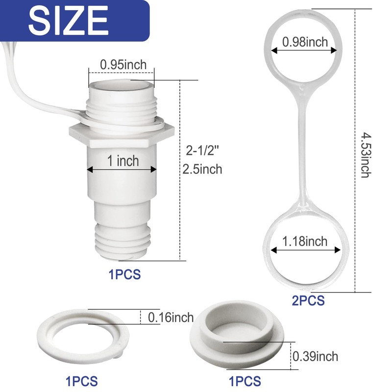 Threaded Drain Plug with Plastic Tethered Cap for Cooler, with