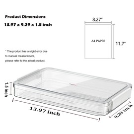 Comforhous 2 Pack Document Storage Clear Plastic Storage Boxes with Lids Stackable Storage Bins Paper Storage Box Containers for Organizing A4 File Paper Document Photo Scrapbook Craft Storage White