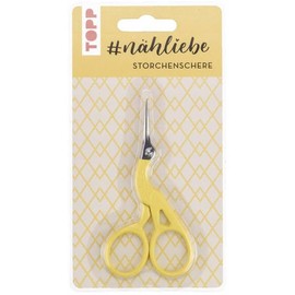 #nähliebe Stork Scissors Yellow: Painted Handicraft Scissors in Stork Design