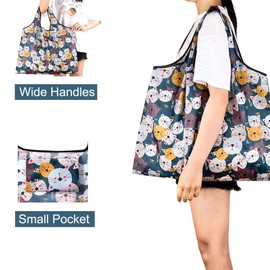 Yphzmtz Foldable Shopping Bag, Waterproof Nylon Bag, Large Capacity, Reusable Shopping Bag, Portable Shopping Bag, 50 x 40 cm, blue