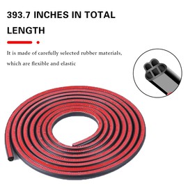 Mandark Car Door Seal Strip, Rubber Double Layer Vehicle Weather Stripping, 32.8ft 5 Hole Soundproof Self Adhesive Automotive Sealing Strip Accessories, Universal for SUV, Truck, RV