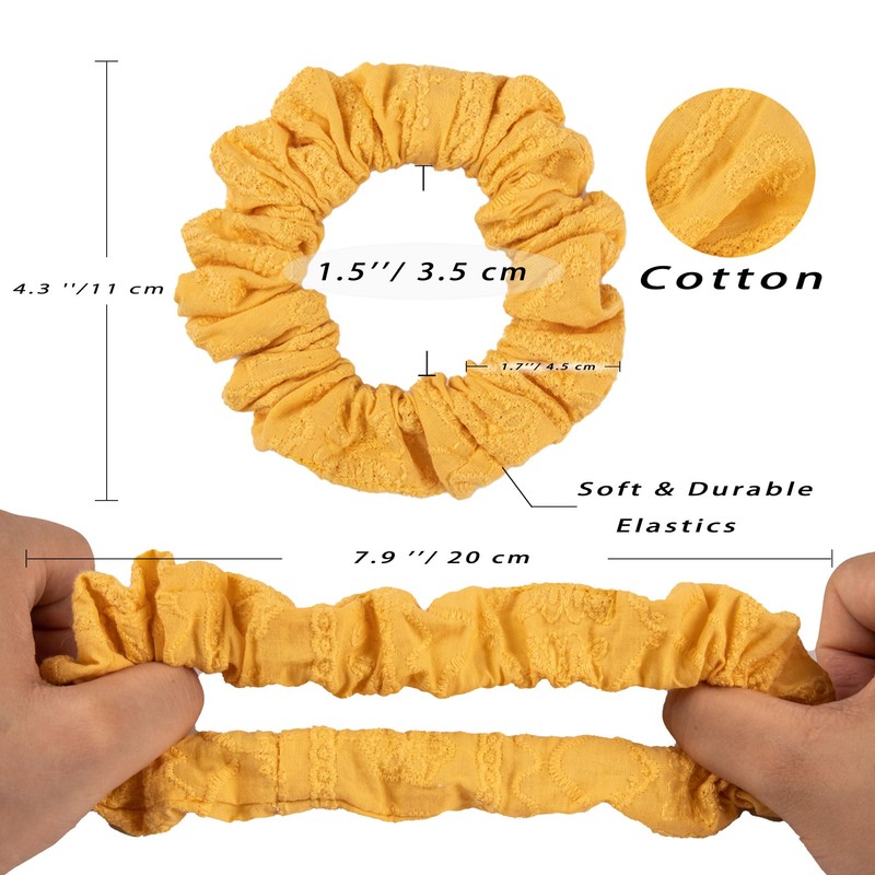 Cicimeiluody - Cotton Embroidered Scrunchies for Women - Standard and