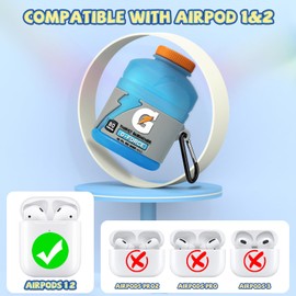 Cute Case for Airpod Case with Cleaner kit,3D Kawaii Cartoon Food Funny Fashion Silicone Protective Cover Accessories with Keychain for Airpod Case 2nd&1st Generation for Girls Boys(Sport Water)
