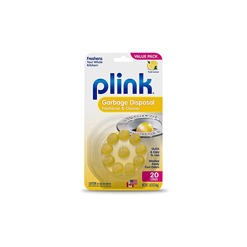 Plink 90 Garbage Disposer Cleaner and Deodorizer, Lemon, 20 Count